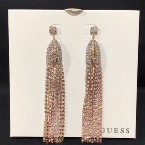 NIB Guess Tassel Rhinestone Earrings, Posts